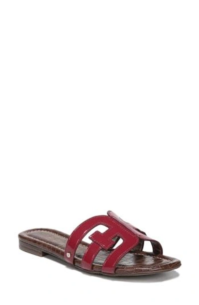 Sam Edelman Bay Cutout Slide Sandal In Deep Red Patent Leather
