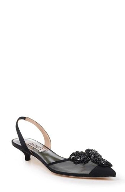 Badgley Mischka Vera Embellished Pump In Black Satin