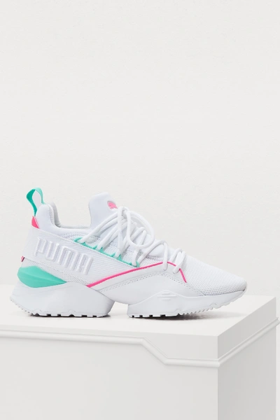 Puma Women s Muse Maia Varsity Casual Shoes Pink In White k