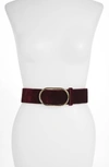 Frame Oval-ring Velvet Leather Belt In Pinot