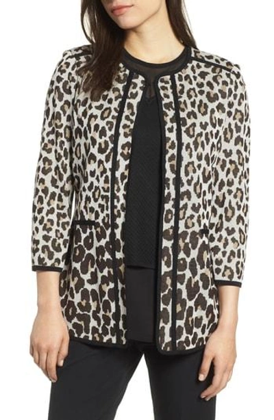 Ming Wang Leopard Print Jacket In Multi