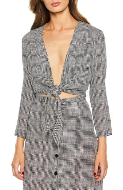 Bardot Tori Tie Front Top In Printed Check