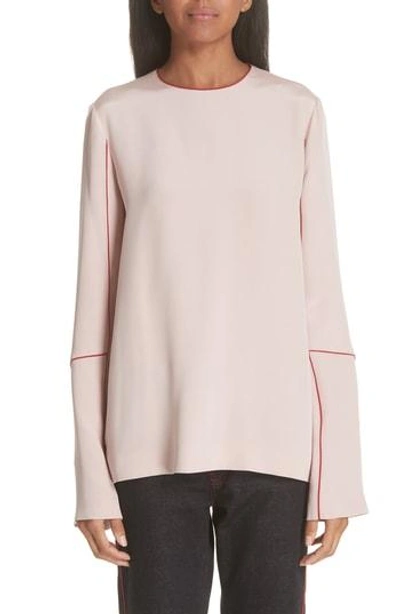 Stella Mccartney Contrast Stitch Silk Blouse In Cameo-rose