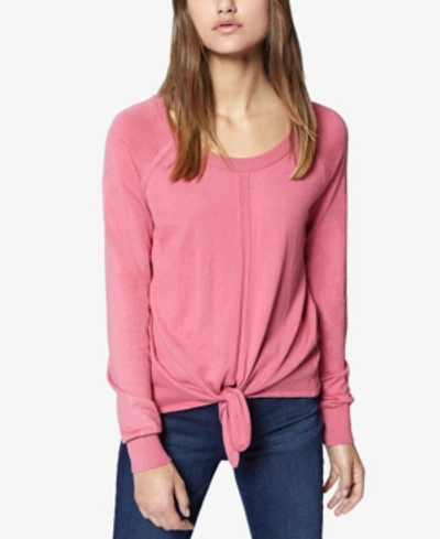 Sanctuary Long-sleeve Tie-front Sweater In Wild Salmon