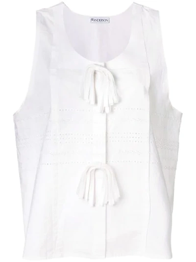 Jw Anderson Broderie Anglaise Oversized Tank Top In White