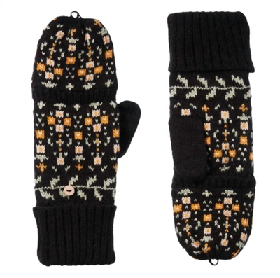 Isotoner Women's Recycled Knit Fairisle Flip Mitten In Black