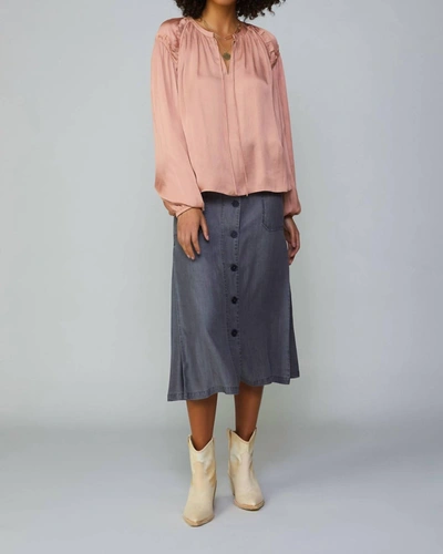 Current Air Ruffled Shoulder Blouse In Dusty Blush In Multi