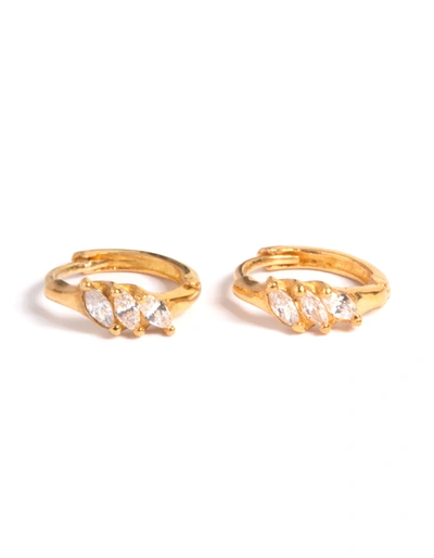 Lovisa Gold Plated Sterling Silver Cubic Zirconia Four Stone Huggie Earrings
