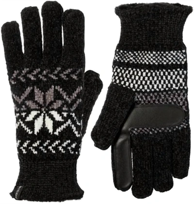 Isotoner Women's Chenille Snowflakes Gloves In Black