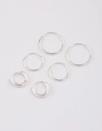 Lovisa Sterling Silver Mixed Thick Hoop Earrings Pack