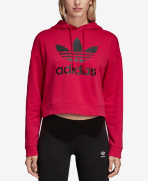 adidas red cropped hoodie