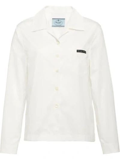 Prada Triangle Logo Shirt In White