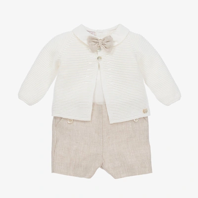 Paz Rodriguez Baby Boys Beige Cotton Shorts Set