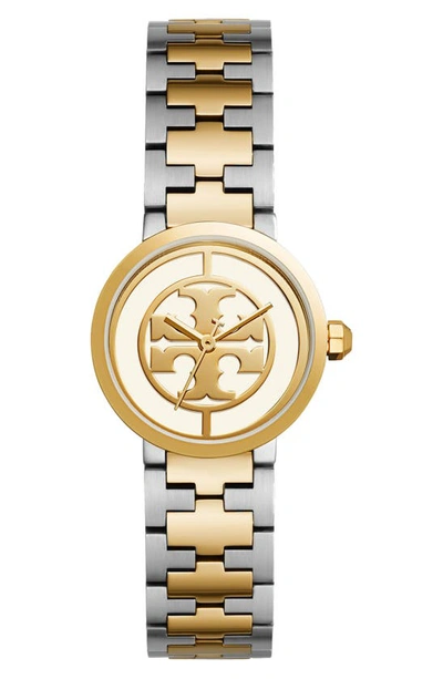 Tory Burch Reva Watch, Two-tone Gold/stainless Steel/ivory, 36 Mm In Silver