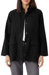 Eileen Fisher Stand Collar Organic Cotton Blend Jacket In Black