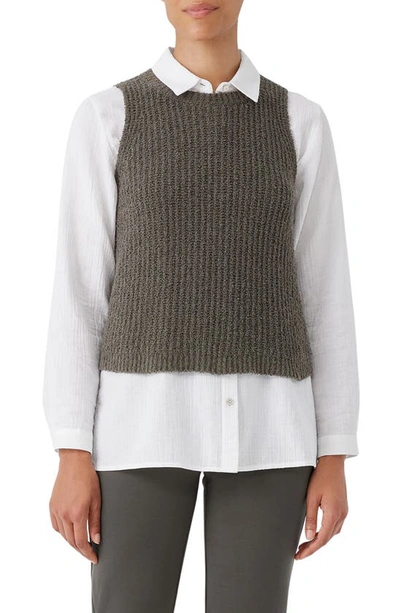 Eileen Fisher Organic Cotton Blend Sleeveless Sweater In Grove