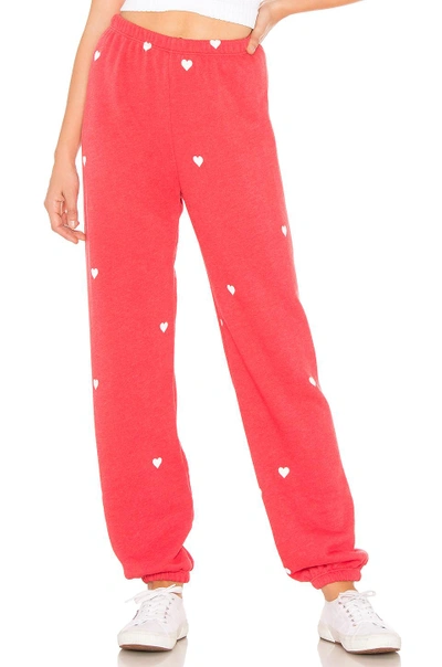 Wildfox Lovestruck Easy Sweats Pant In Red