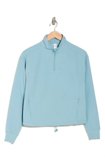 Yogalicious City Lite Half Zip Pullover Shell Jacket In Stone Blue