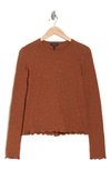 Rag & Bone Gemma Jacquard Lettuce Edge Long Sleeve T-shirt In Darkbrown