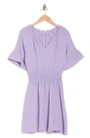 West Kei Short Sleeve Gauze Fit & Flare Dress In Lavender
