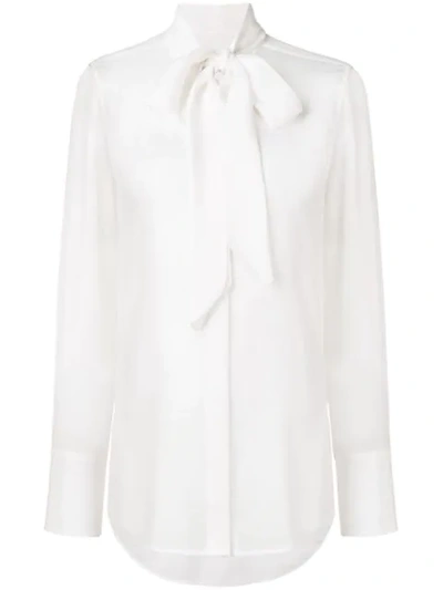 Equipment Pussy Bow Blouse In White