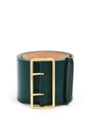 Alexander Mcqueen Wide Leather Waist Belt In Green