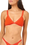 L*space Farrah Ribbed Bikini Top In Orange
