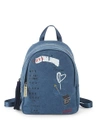 Peace Love World Small Printed Canvas Backpack In Indigo