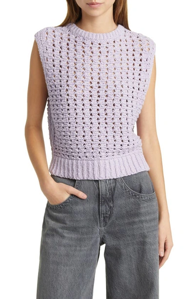 Frame Open Stitch Sweater Vest In Lilac