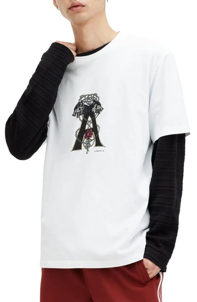 Allsaints Wulfane Graphic T-shirt In Optic White