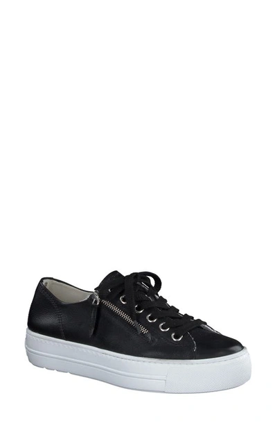 Paul Green Skylar Platform Trainer In Black Leather