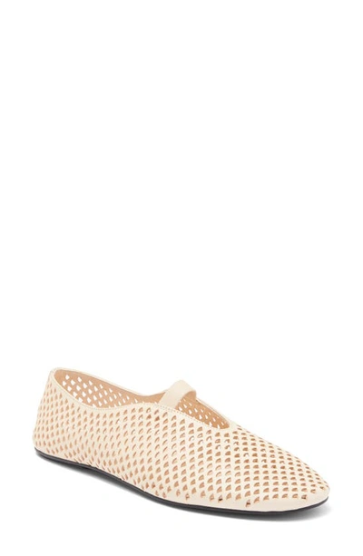 Jeffrey Campbell Stunz Perforated Mary Jane Flat In Natural