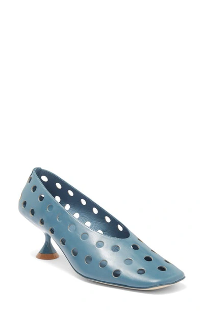 Jeffrey Campbell Suckerpnch Perforated Pump In Dusty Blue