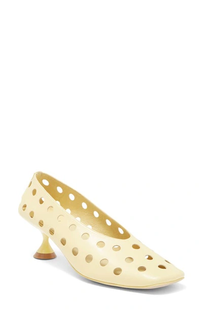 Jeffrey Campbell Suckerpnch Perforated Pump In Light Yellow