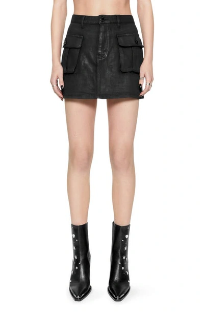 Rebecca Minkoff Jodie Coated Denim Cargo Miniskirt In True Black