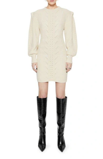 Rebecca Minkoff Daisy Long Sleeve Sweater Minidress In Winter White