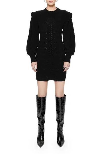 Rebecca Minkoff Daisy Long Sleeve Jumper Minidress In True Black