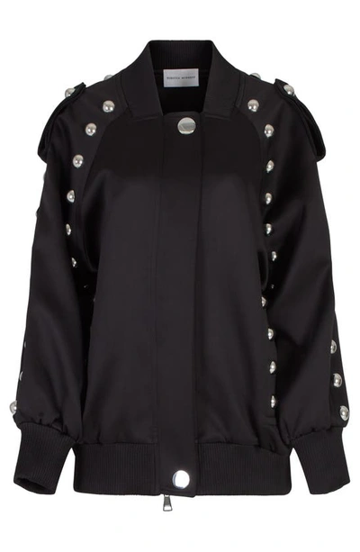 Rebecca Minkoff Dylan Stud Detail Bomber Jacket In True Black