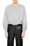 Rebecca Minkoff Irene Zip-off Sleeve Crop Sweatshirt In Grey