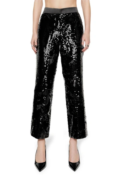 Rebecca Minkoff Jane Sequin Ankle Pants In Black