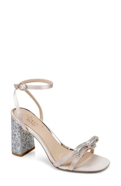 Jewel Badgley Mischka Hillary Ankle Strap Sandal In Champagne Satin