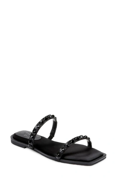 Jewel Badgley Mischka Honesty Slide Sandal In Black Satin