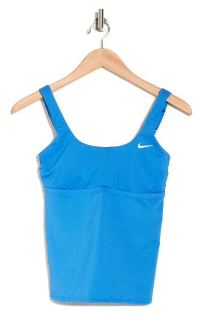 Nike Scoop Neck Athletic Tank Top In Pacific Blue
