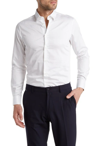 Cavalli Class Slim Fit Solid Stretch Dress Shirt In White