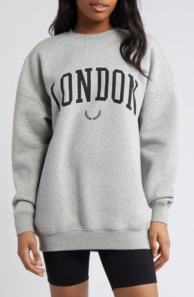 Bp. Oversize Graphic Crewneck Sweatshirt In Grey- London