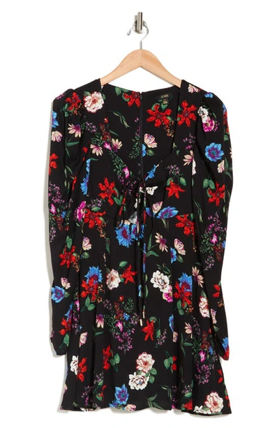 Afrm Zion Floral Long Sleeve Dress In Fall Noir Floral