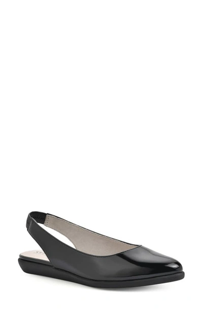 Cliffs By White Mountain Memory Slingback Flat In Black Patent- Polyurethane