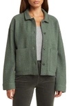 Eileen Fisher Boxy Spread Collar Boiled Wool Jacket In Cypress