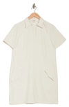 Max Studio Short Sleeve Twill Shift Dress In Natural