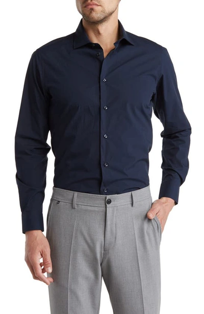 Cavalli Class Comfort Fit Cotton L Ycra® Dress Shirt In Navy